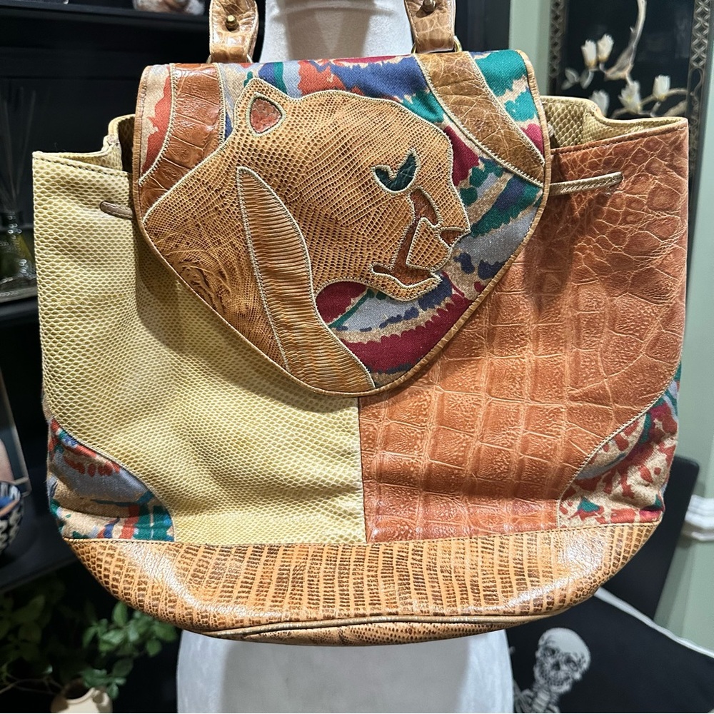 Sharif Patchwork Leather Convertible Backpack & S… - image 2